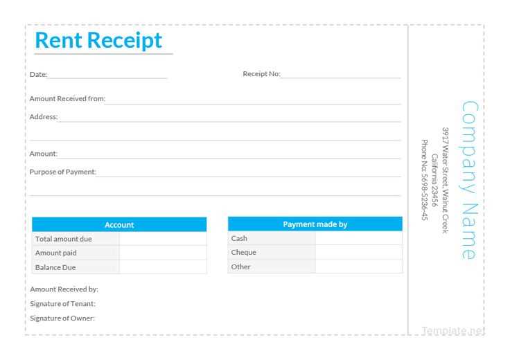 rent receipt template for pages