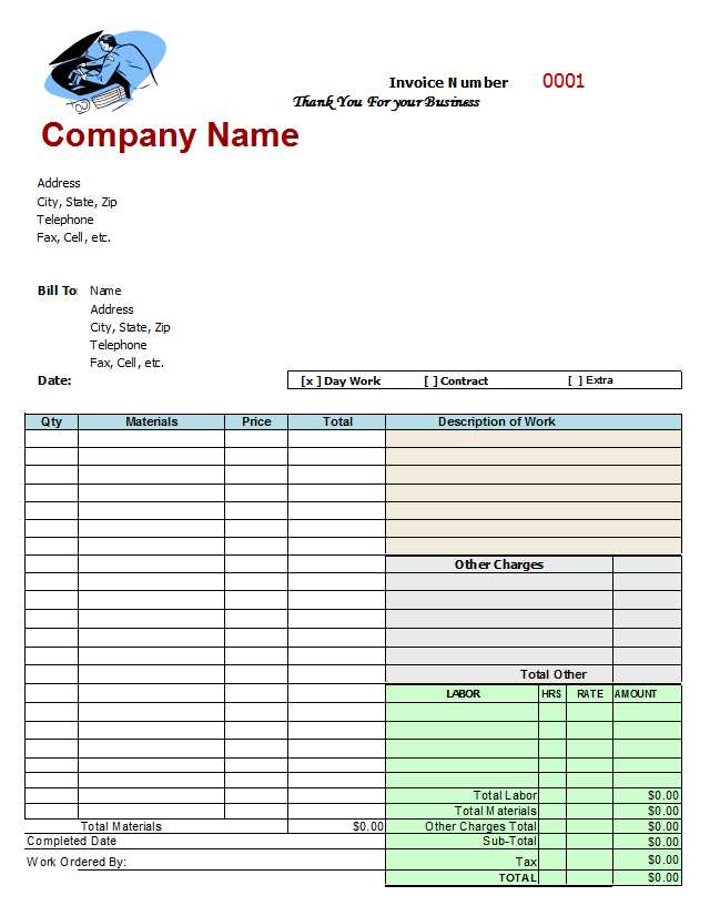 repair receipt template