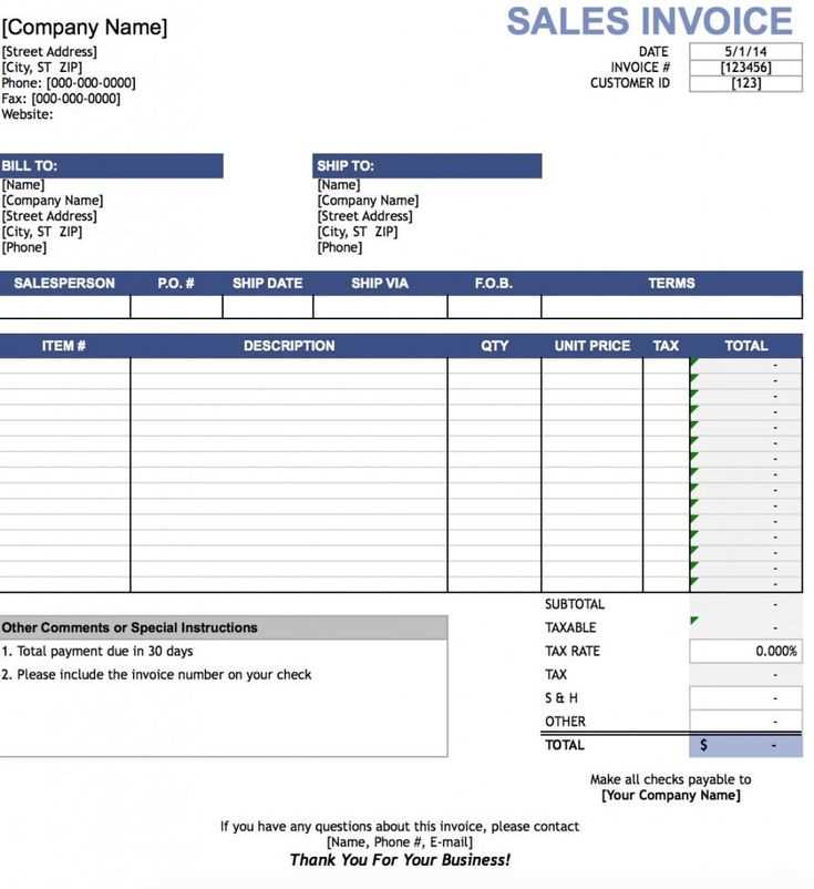 sales receipt template excel