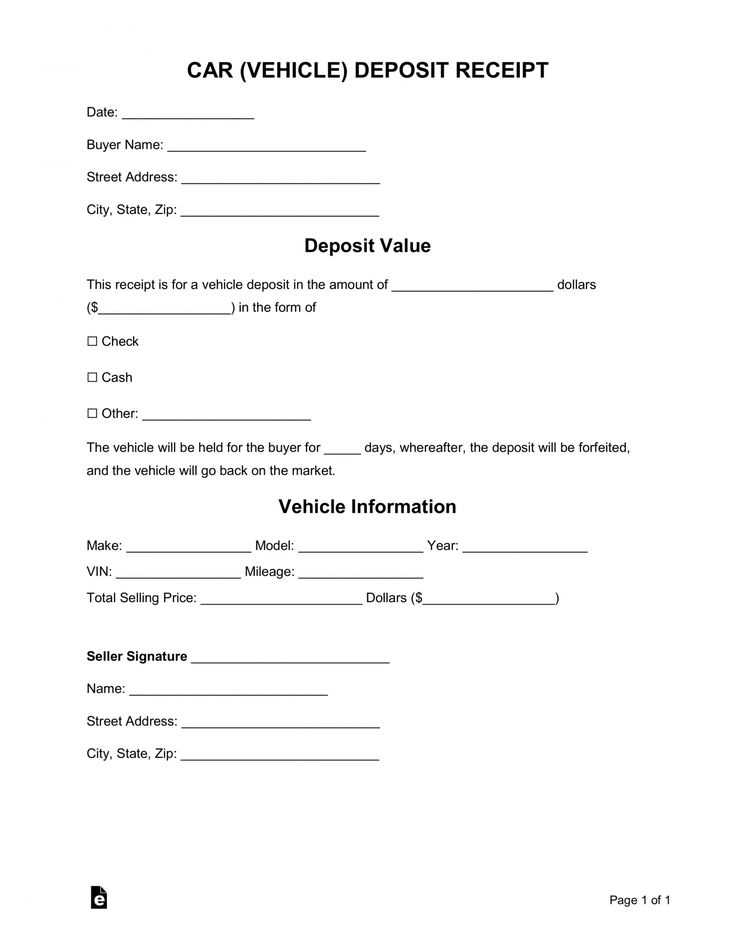 selling vehicle receipt template