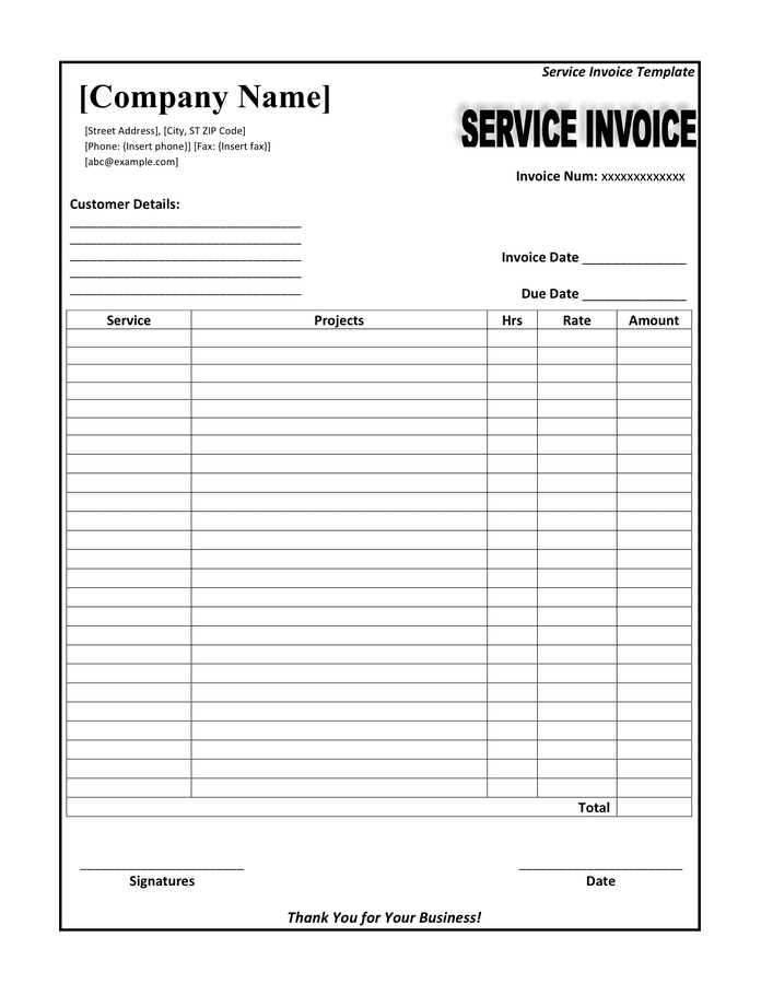 service invoice receipt template