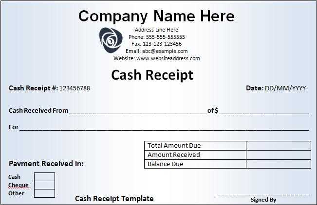 Signed receipt template