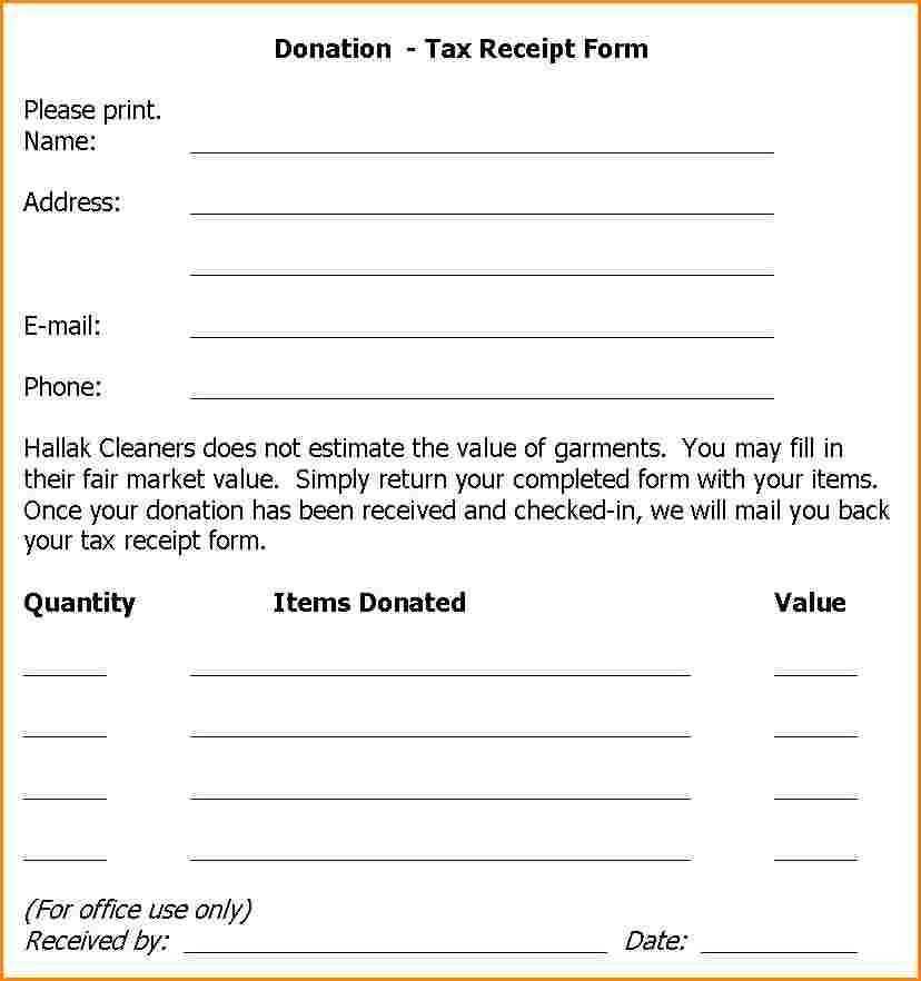 tax deductible donations receipt template