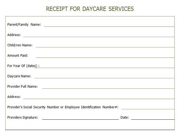 tax receipt template for home daycare