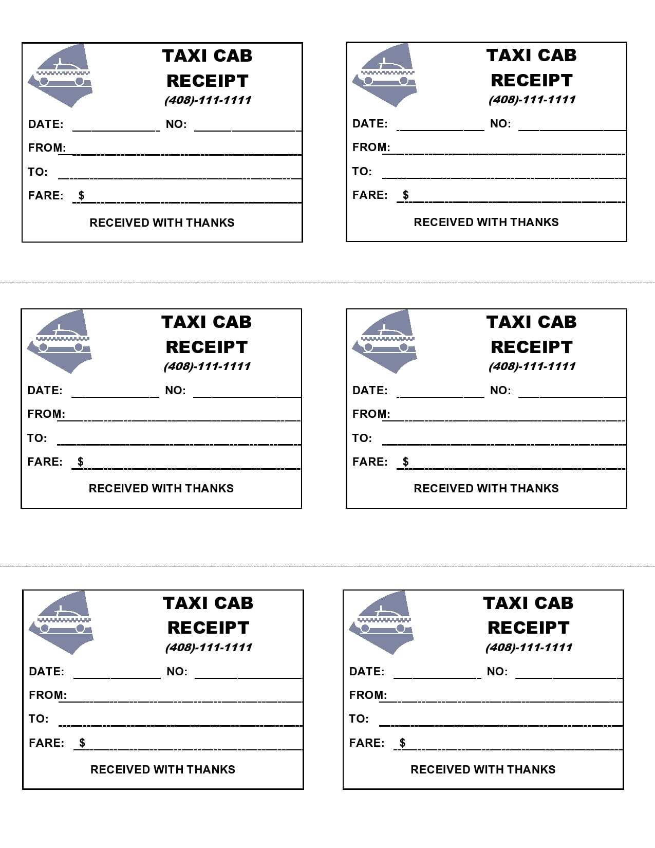 taxi cab receipt template pdf