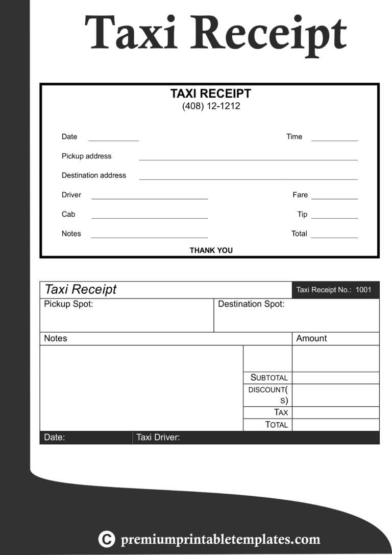 taxi receipt book template