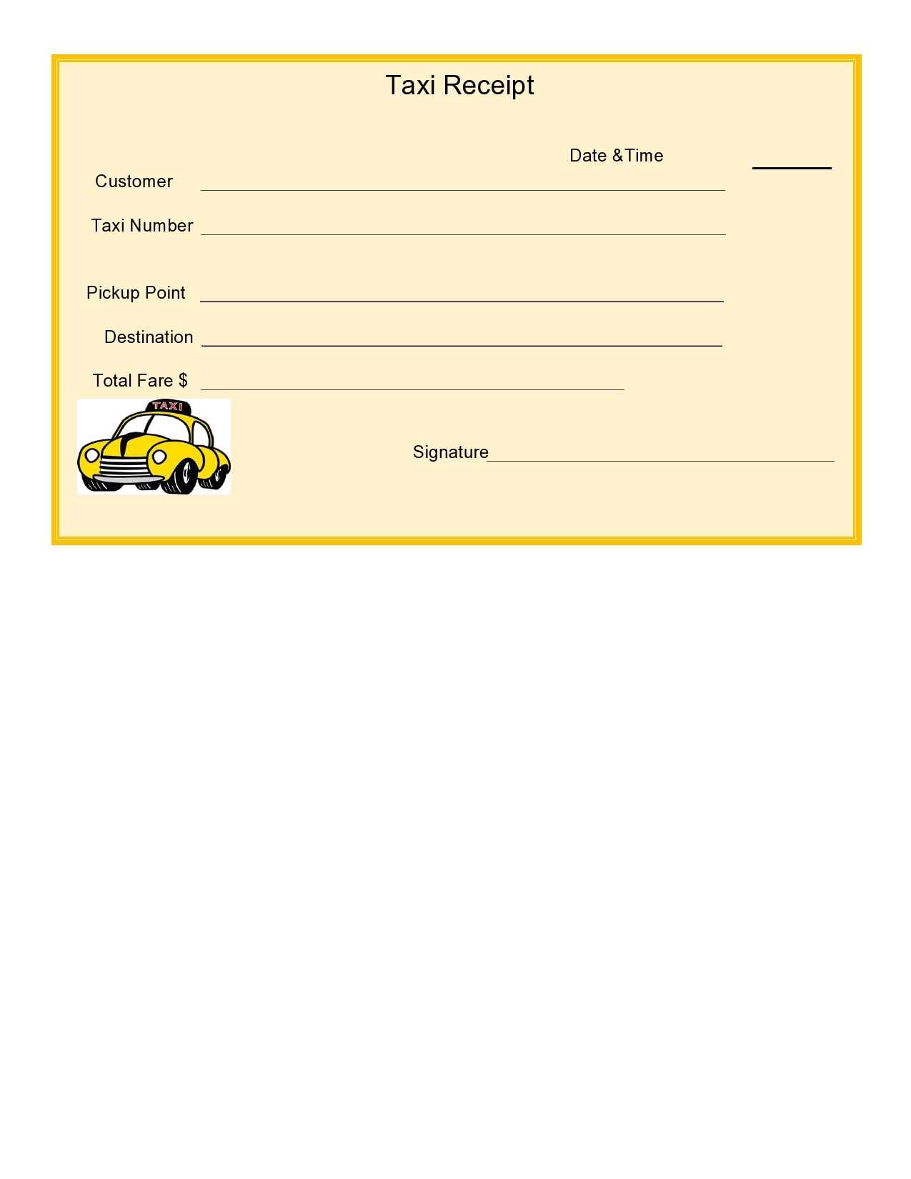 taxi receipt templates