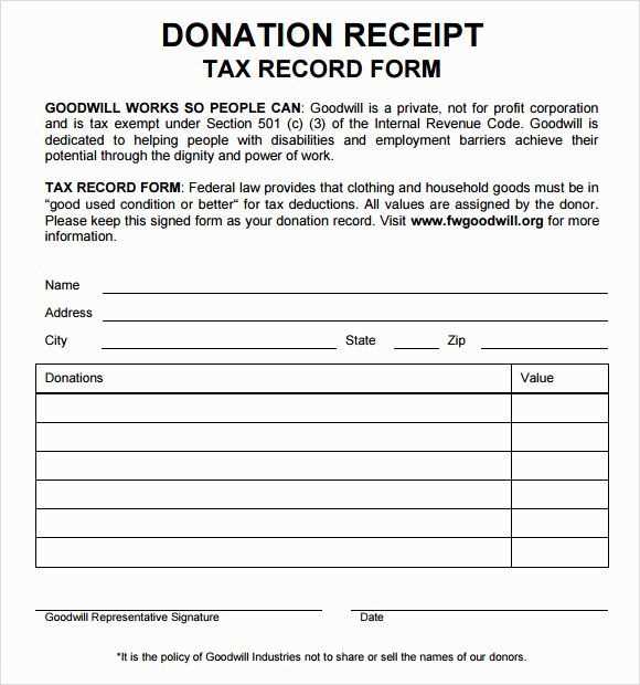 template tax donation receipt