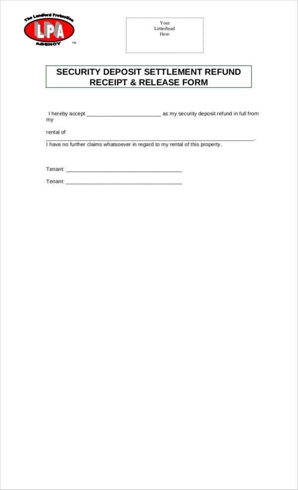 tenant deposit receipt template