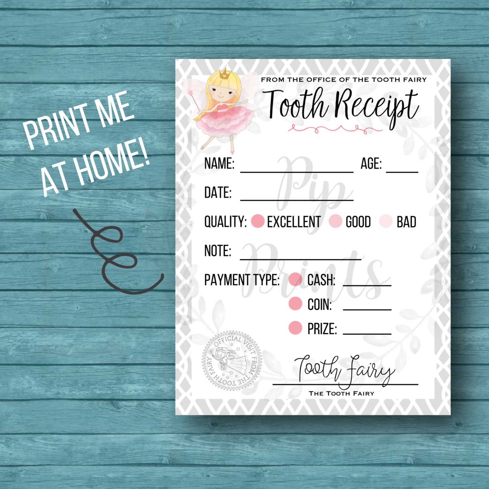 tooth fairy receipt free template pdf with comments