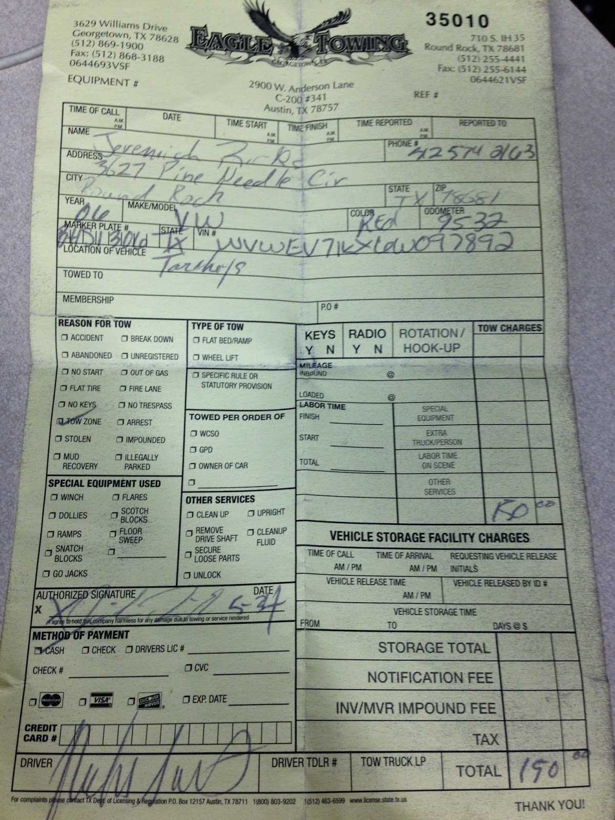 truck driver receipt template