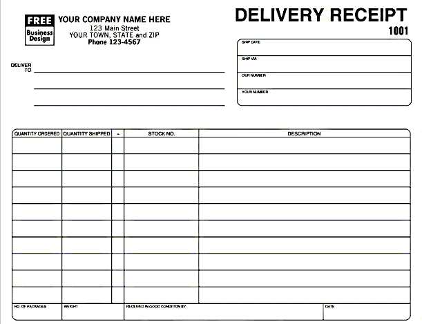 trucking delivery receipt template