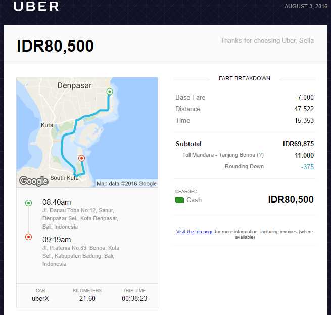 uber receipts template