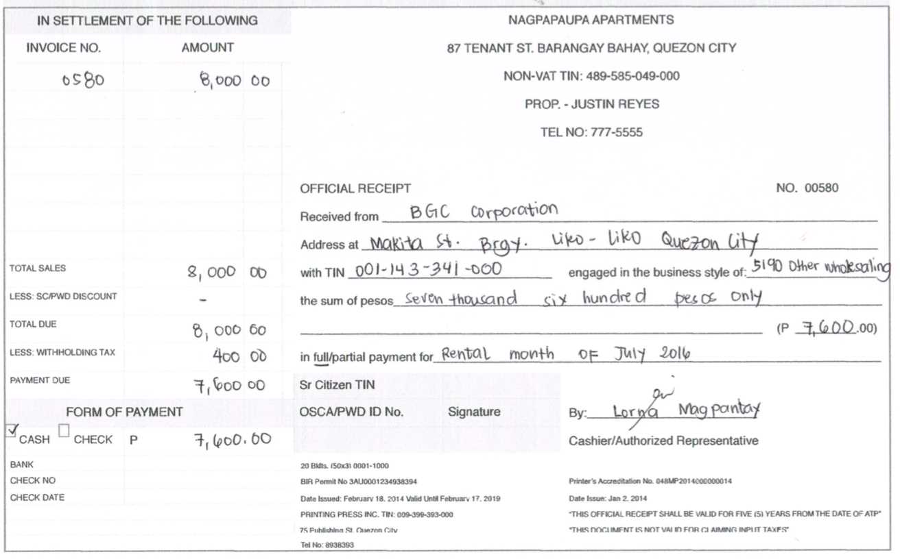 vat receipt template