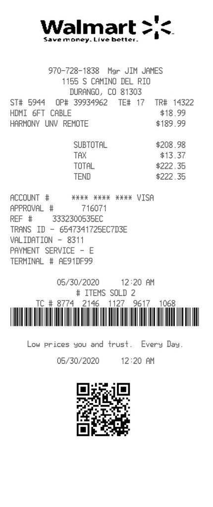 walmaert free receipt template