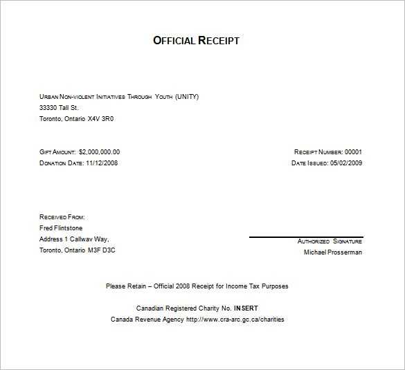 written receipt template