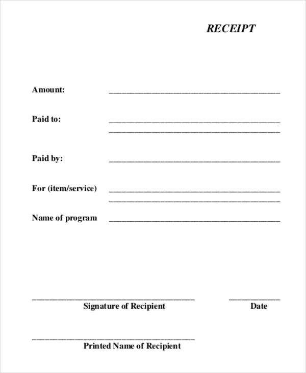 a4 receipt template