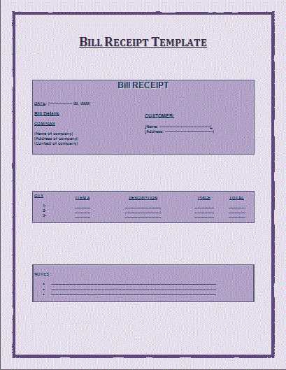 a4 receipt template