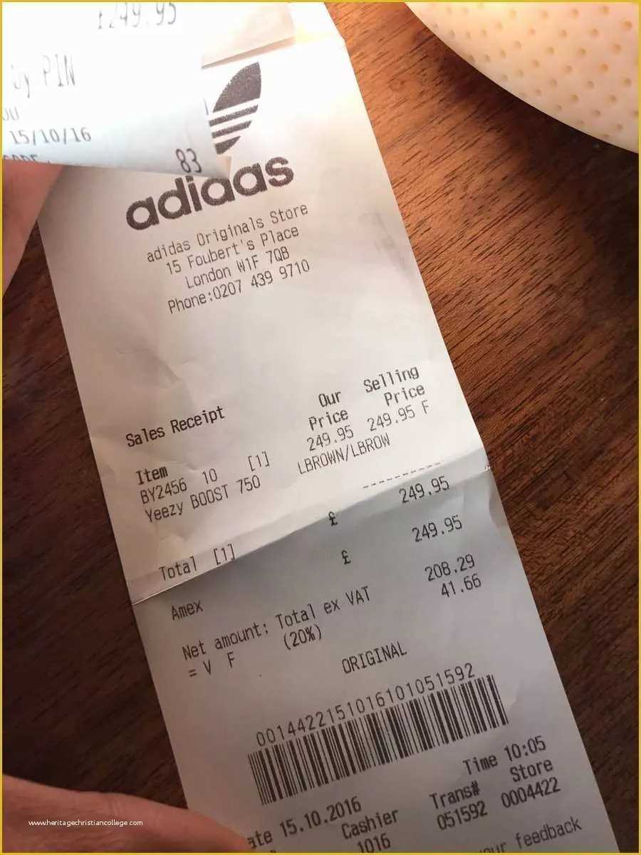 adidas yeezy receipt template