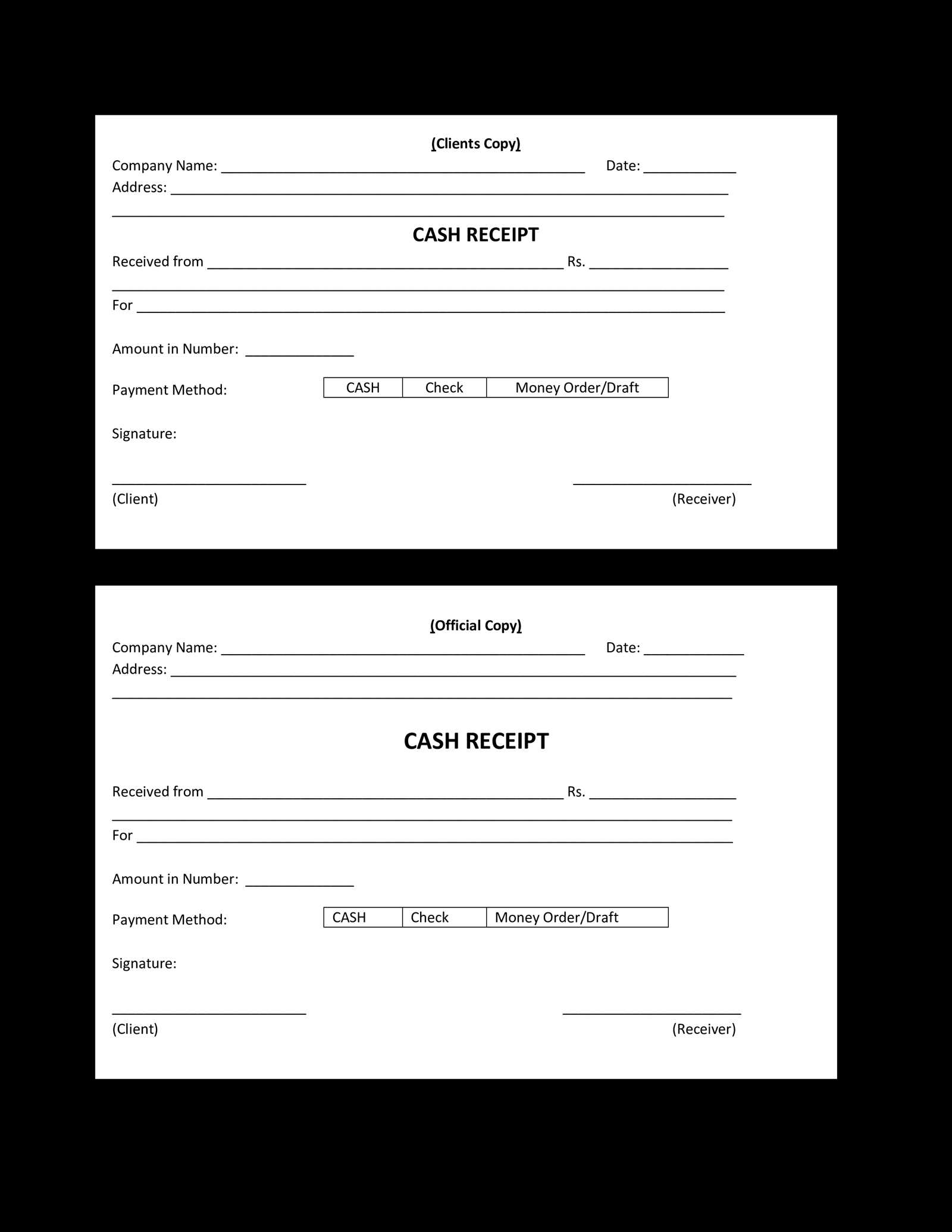 receipt for receipt printer template