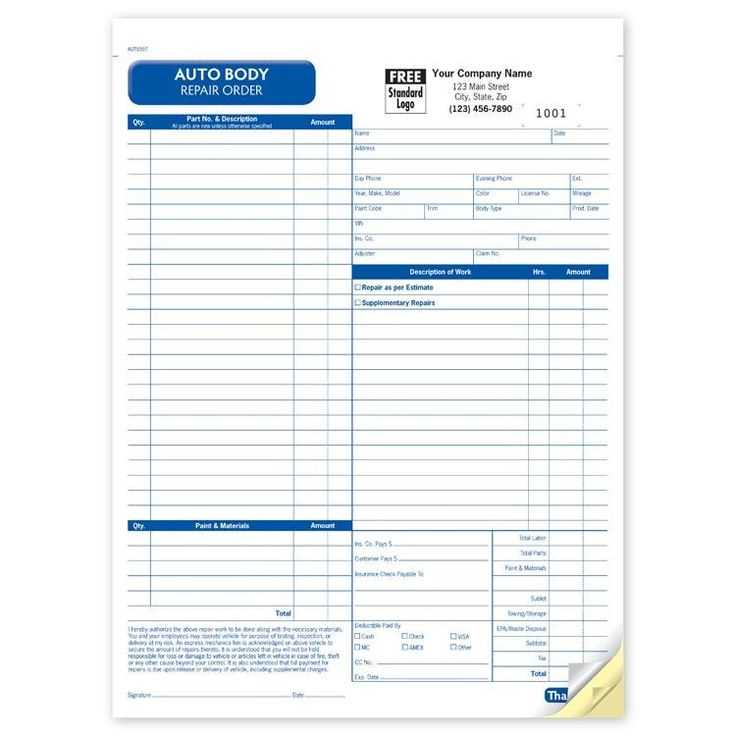 auto parts receipt template pdf