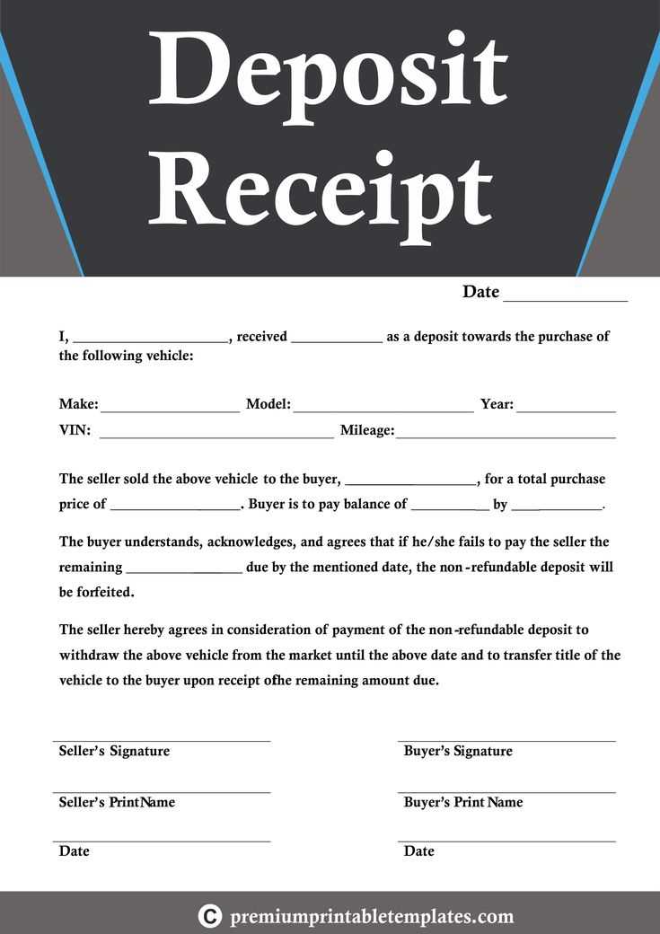 printable deposit receipt template