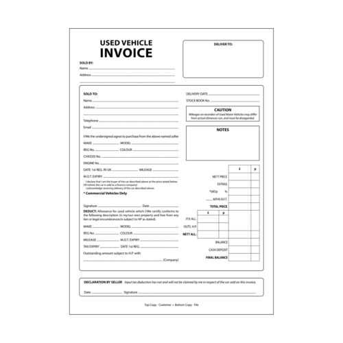 car sale receipt template qld