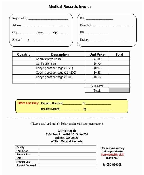 Medical receipt template xls