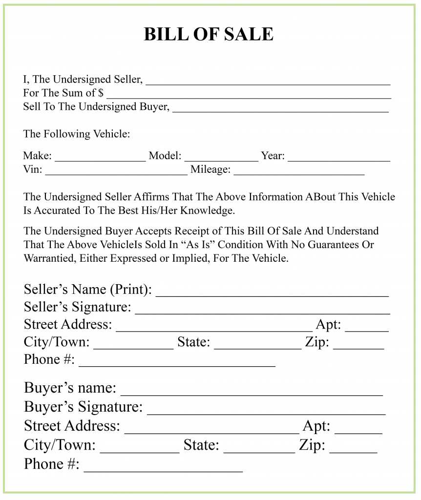 bill of sale template and receipt