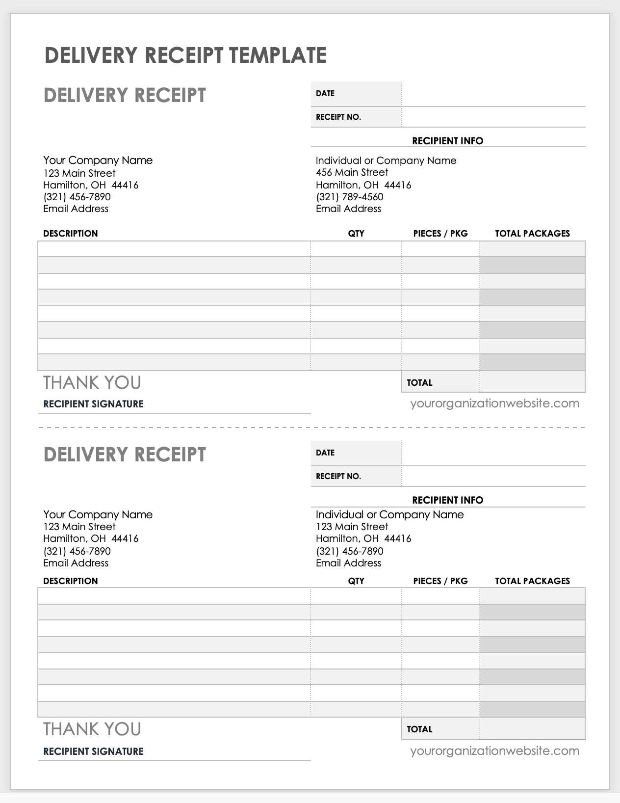 free sample delivery receipt template