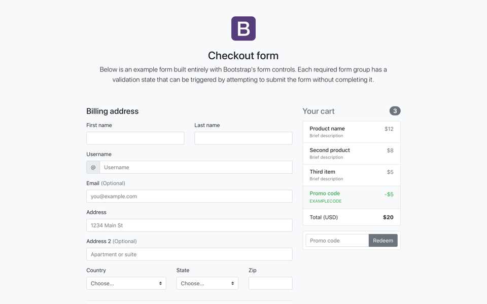 bootstrap 4 receipt template