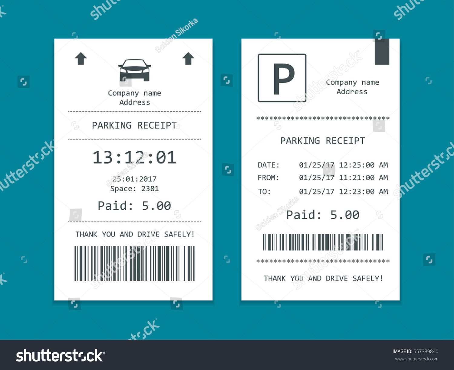 Car park receipt template