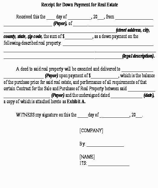 car receipt deposit template