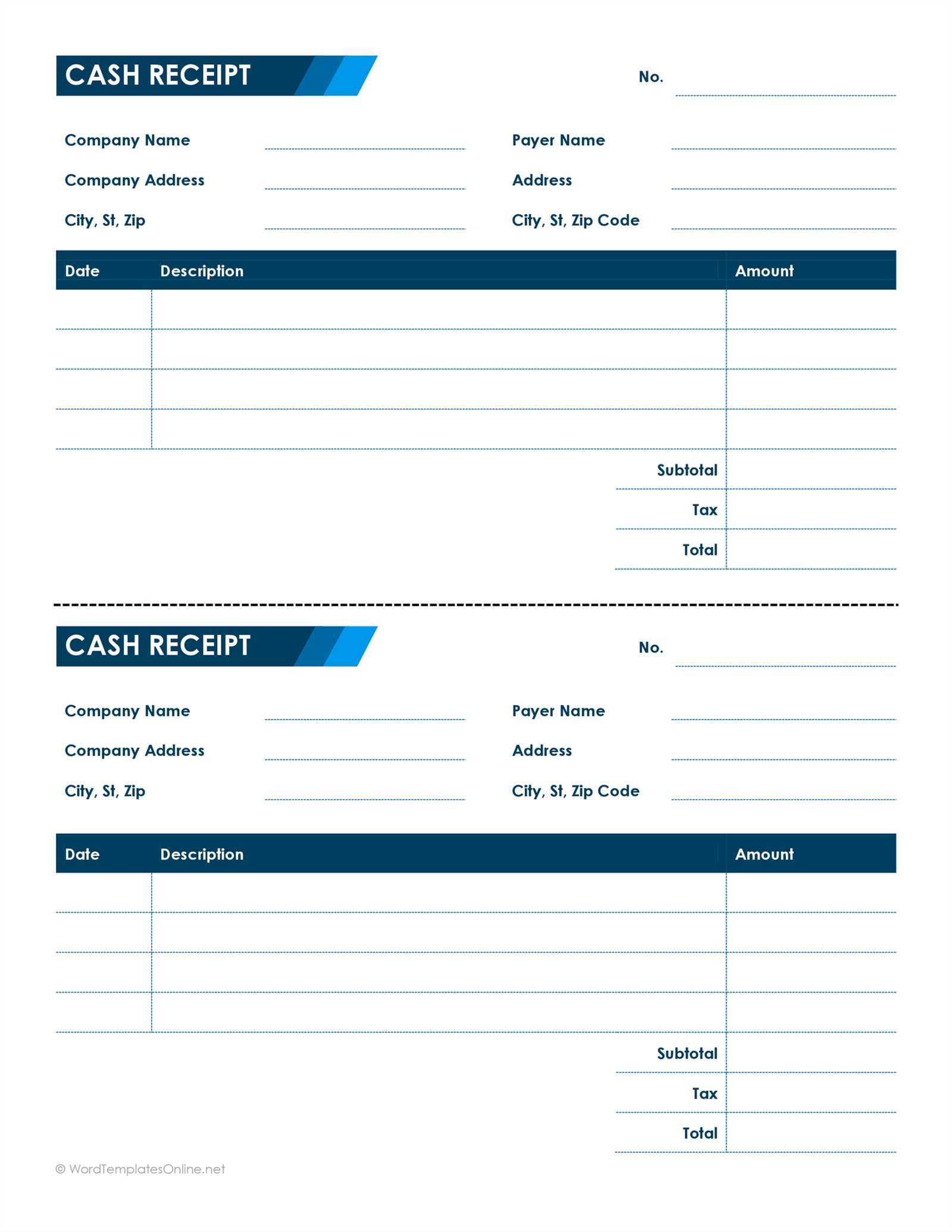 cash receipt excel template