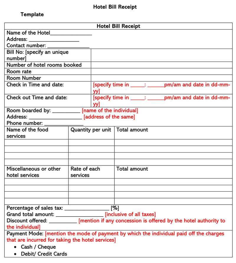 edit bill receipt template