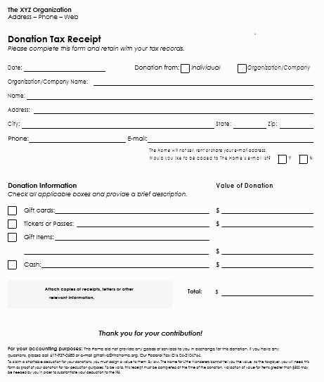 charitable receipt template word