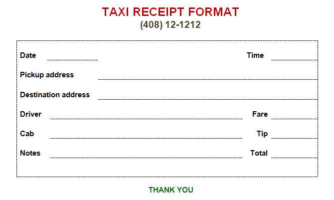 chicago taxi svc receipt template