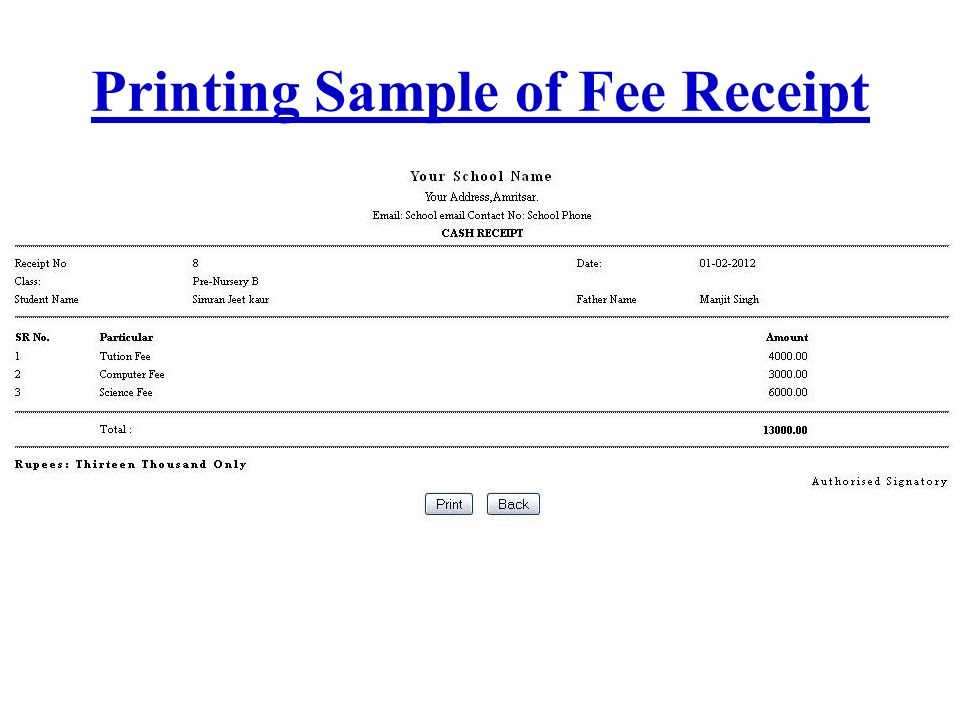 conference registration fee receipt template