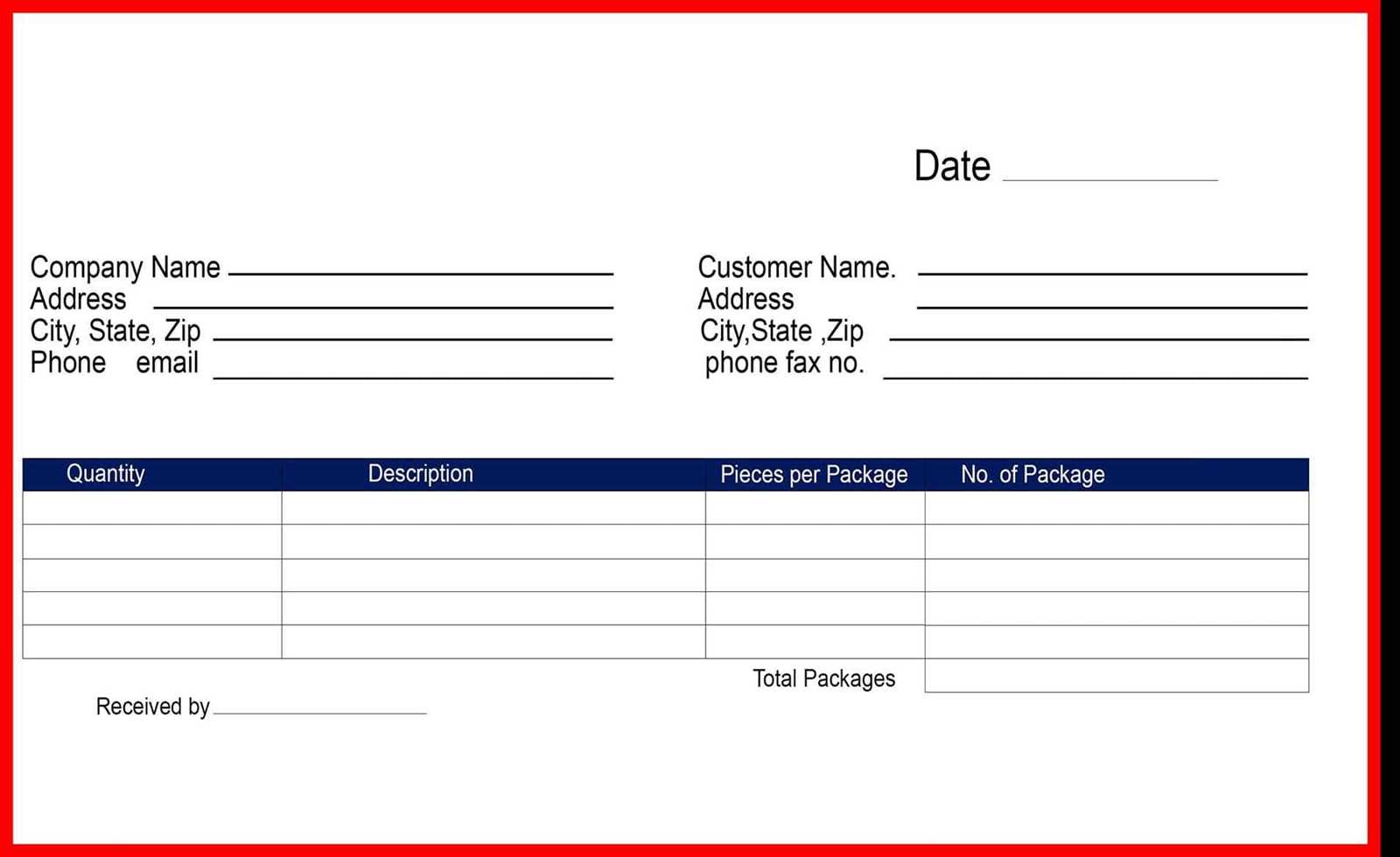 corporate distribution receipt template