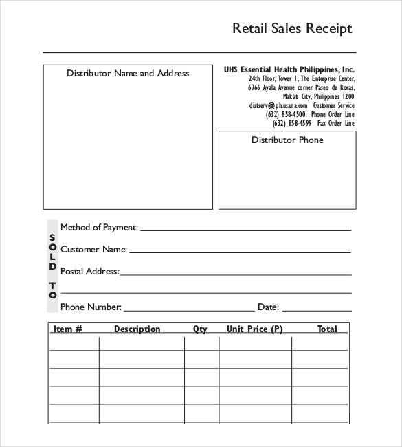 corporate distribution receipt template