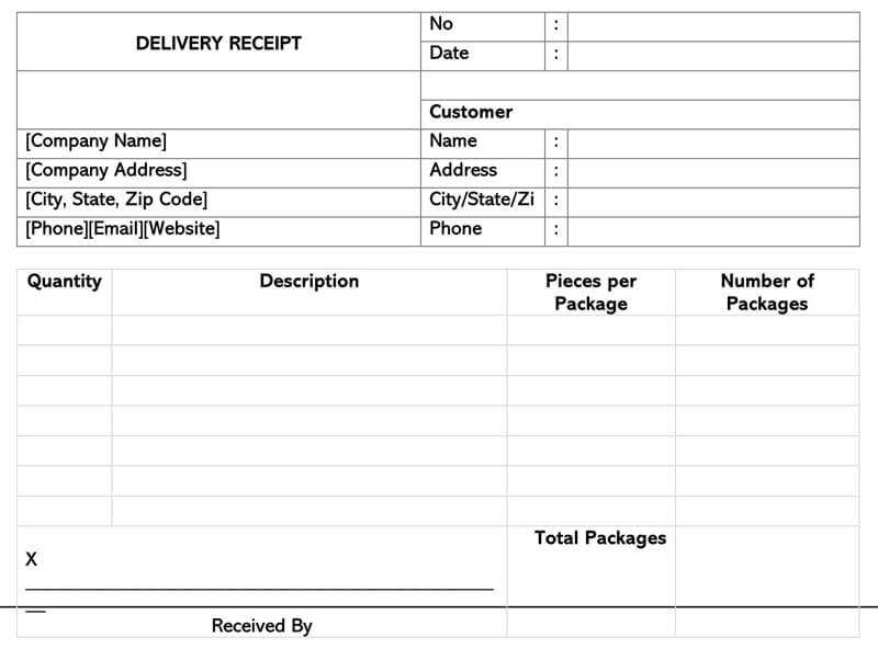 courier receipt template excel