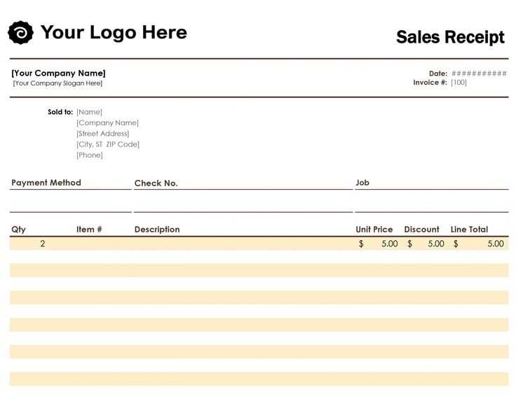 receipt of order template