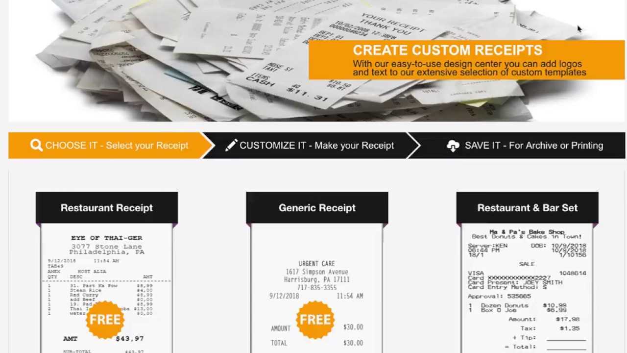 custom receipt templates