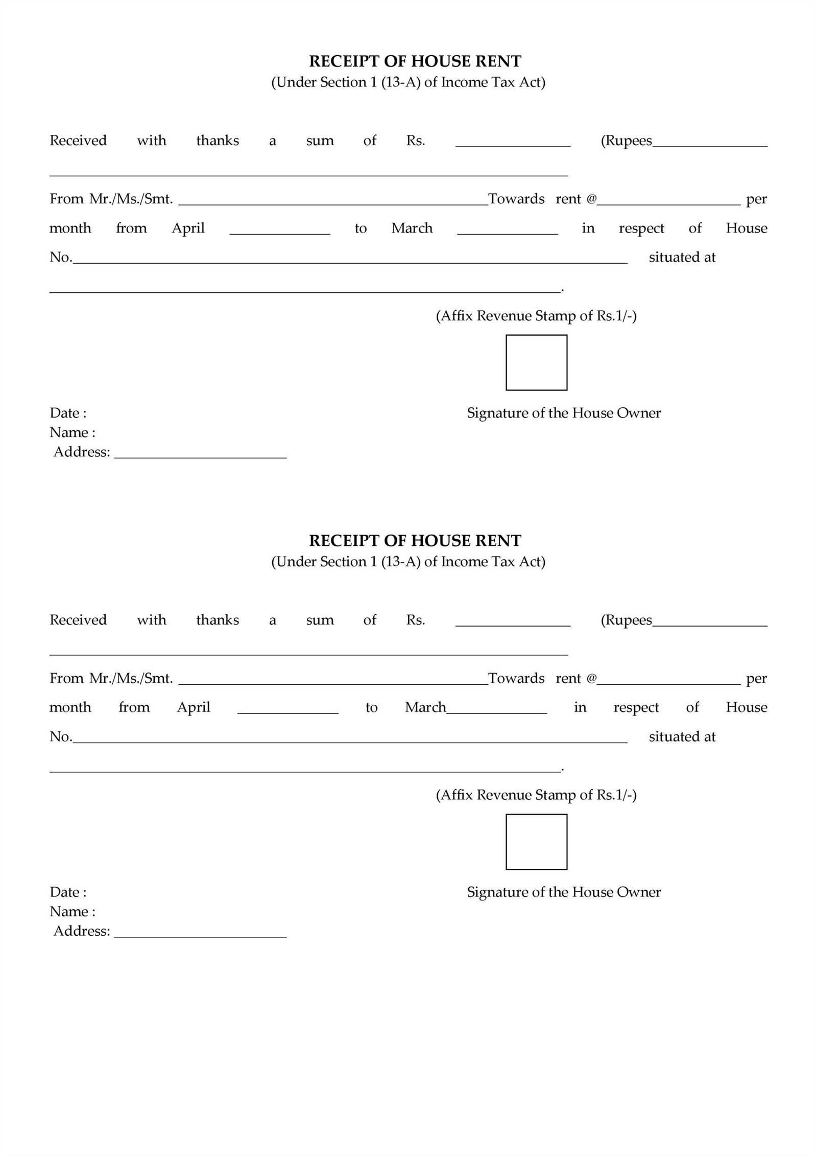 custom stamp duty receipt templates