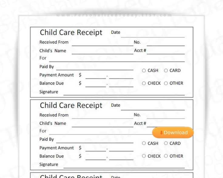 daycare receipt template free