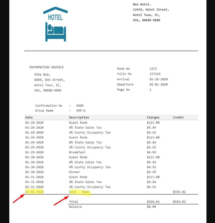 days inn hotel receipt template