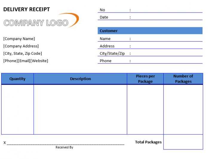 delivery receipt template free download