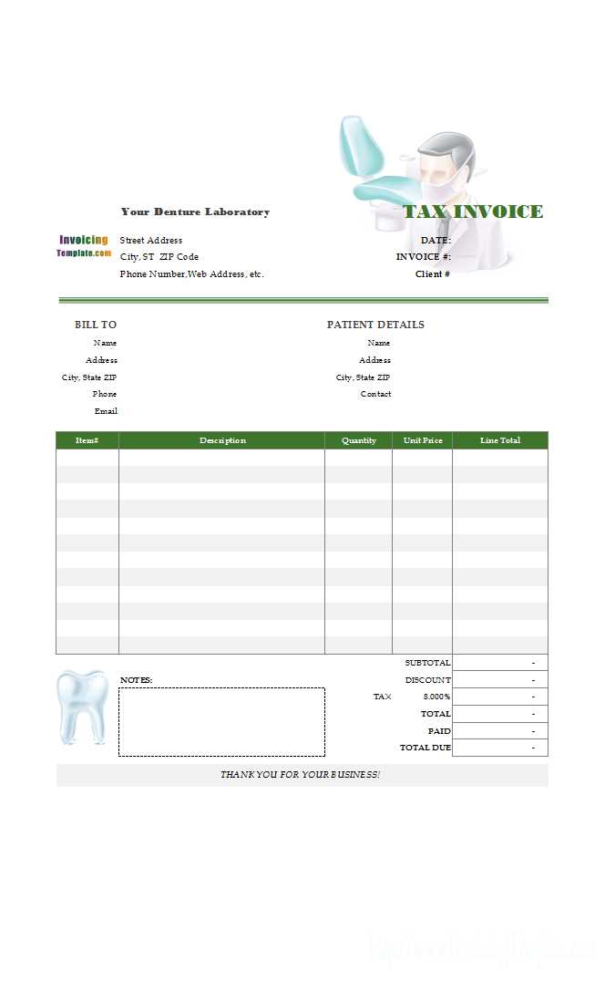 dental clinic receipt template