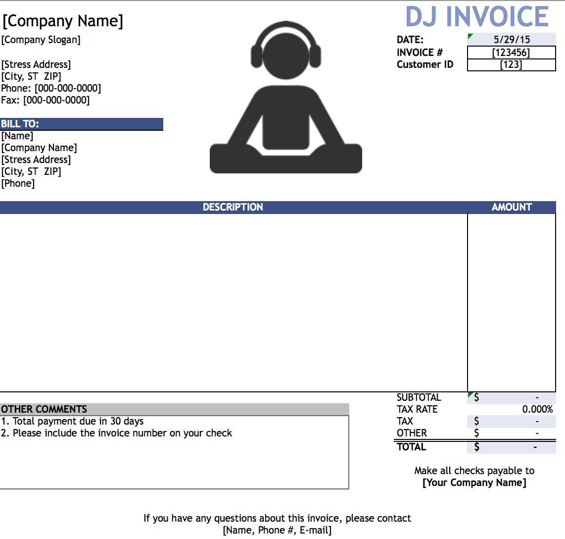 dj service receipt template