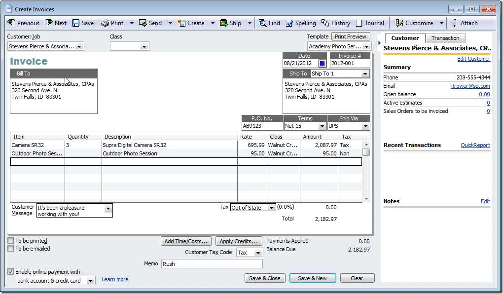 edit payment receipt template quickbooks